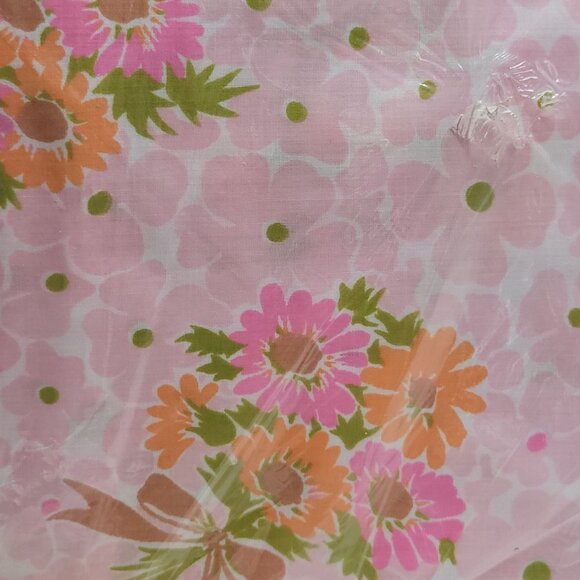 Vtg Pequot Double Flat Sheet Retro Floral 70s Flower Power Groovy Made in USA No - Picture 9 of 9